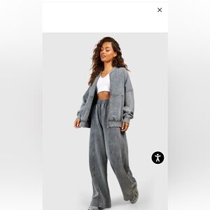 Boohoo Charcoal Denim Jacket and pants set